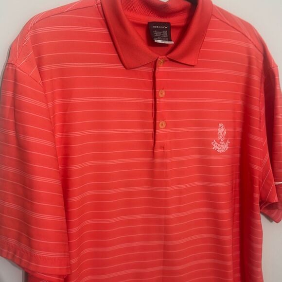 Vintage Y2K Nike Red White Striped Dri-Fit St Andrews Old Course Golf Polo XL - Picture 2 of 10